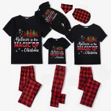 Christmas Matching Family Pajamas Believe Christmas Tree Black Pajamas Set