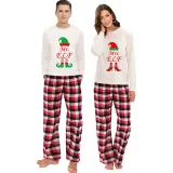 Christmas Couple Pajamas Matching Sets Mr & Mrs ELF Adult Loungwear White Pajamas Set