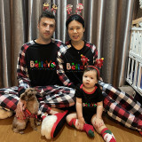 Christmas Matching Family Pajamas Believe Gingerbread Man Black White Plaids Pajamas Set