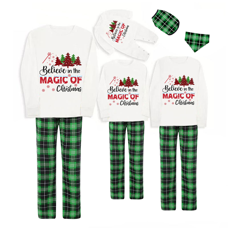 Christmas Matching Family Pajamas Believe Christmas Tree Green Pajamas Set