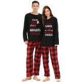 Christmas Couple Pajamas Matching Sets Dear Santa She's & He's The Naughty Ones Adult Loungwear Black Pajamas Set