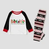 Christmas Matching Family Pajamas Believe Gingerbread Man Gray Reindeer Pants Pajamas Set