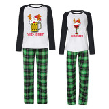 Christmas Couple Pajamas Matching Sets Man Reinbeer & Women Winedeer Adult Loungwear Green Pajamas Set