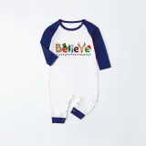 Christmas Matching Family Pajamas Believe String Light Blue Pajamas Set