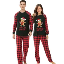 Christmas Couple Pajamas Matching Sets Sweet Gingerbread Man Adult Loungwear Gray Pajamas Set