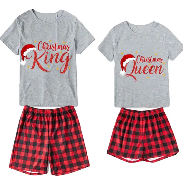 Christmas Couple Pajamas Matching Sets Christmas King & Queen Adult Loungwear Short Pajamas Set