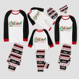 Christmas Matching Family Pajamas Believe String Light Gray Reindeer Pants Pajamas Set