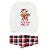 Christmas Couple Pajamas Matching Sets Sweet Gingerbread Man Adult Loungwear Gray Pajamas Set