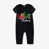 Christmas Matching Family Pajamas Love Christmas Trucks Black Pajamas Set
