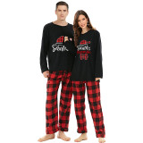 Christmas Couple Pajamas Matching Sets Santa's Favourite HO Adult Loungwear Black Pajamas Set