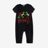 Christmas Matching Family Pajamas Snowflake Love My Family Black Reindeer Pants Pajamas Set