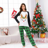 Christmas Couple Pajamas Matching Sets Deer Reindeer Adult Loungwear Green Pajamas Set