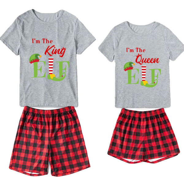 Christmas Couple Pajamas Matching Sets I am The King & Queen Elf Adult Loungwear Short Pajamas Set