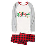 Christmas Matching Family Pajamas Believe String Light Red Pajamas Set