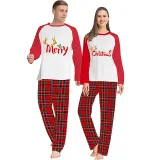 Christmas Couple Pajamas Matching Sets Deer Merry Christmas Adult Loungwear Green Pajamas Set