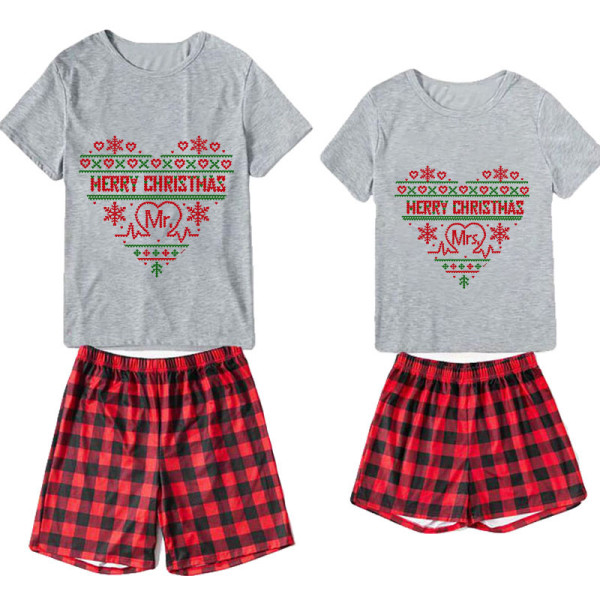Christmas Couple Pajamas Matching Sets Merry Christmas Mr & Mrs Adult Loungwear Short Pajamas Set
