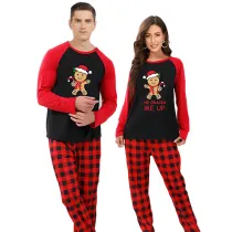 Christmas Couple Pajamas Matching Sets Sweet Gingerbread Man Adult Loungwear Black Pajamas Set