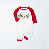 Christmas Matching Family Pajamas Believe String Light Gray Reindeer Pants Pajamas Set