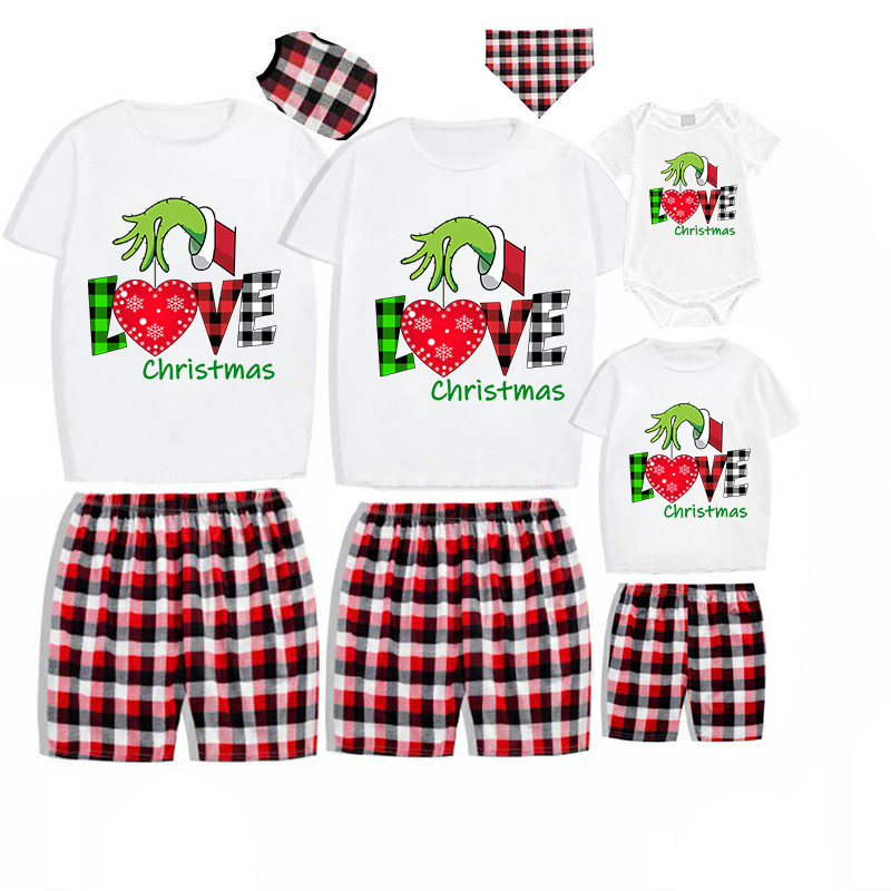 Christmas Matching Family Pajamas Love Christmas Short Pajamas Set