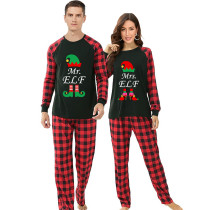 Christmas Couple Pajamas Matching Sets Mr & Mrs ELF Adult Loungwear White Pajamas Set