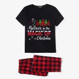 Christmas Matching Family Pajamas Believe Christmas Tree Black Pajamas Set