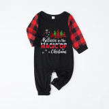 Christmas Matching Family Pajamas Believe Christmas Tree Black White Plaids Pajamas Set