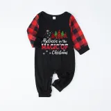 Christmas Matching Family Pajamas Believe Christmas Tree Black White Plaids Pajamas Set