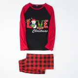 Christmas Matching Family Pajamas Love Snowman Christmas Black White Plaids Pajamas Set
