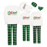 Christmas Matching Family Pajamas Believe String Light Green Pajamas Set