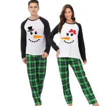 Christmas Couple Pajamas Matching Sets Man Hat & Women Bow Tie Snowman Adult Loungwear Red Pajamas Set