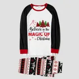 Christmas Matching Family Pajamas Believe Christmas Tree Gray Reindeer Pants Pajamas Set