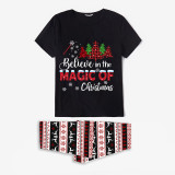 Christmas Matching Family Pajamas Believe Christmas Tree Black Reindeer Pants Pajamas Set