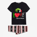 Christmas Matching Family Pajamas Love Christmas Black Reindeer Pants Pajamas Set
