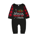 Christmas Matching Family Pajamas Believe Christmas Tree Black Reindeer Pants Pajamas Set