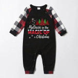 Christmas Matching Family Pajamas Believe Christmas Tree Black White Plaids Pajamas Set