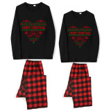 Christmas Couple Pajamas Matching Sets Merry Christmas Mr & Mrs Adult Loungwear Black Pajamas Set