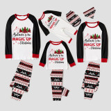 Christmas Matching Family Pajamas Believe Christmas Tree Gray Reindeer Pants Pajamas Set