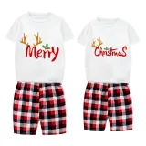 Christmas Couple Pajamas Matching Sets Deer Merry Christmas Adult Loungwear Short Pajamas Set