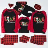 Christmas Matching Family Pajamas Love Snowman Christmas Black White Plaids Pajamas Set