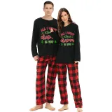 Christmas Couple Pajamas Matching Sets All I Want For Christmas Is You Adult Loungwear Black Pajamas Set