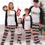 Christmas Matching Family Pajamas Believe Gingerbread Man Gray Reindeer Pants Pajamas Set