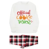 Christmas Couple Pajamas Matching Sets Official Cookie Tester & Baker Adult Loungwear White Pajamas Set