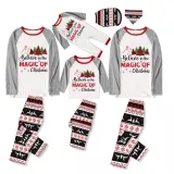Christmas Matching Family Pajamas Believe Christmas Tree Gray Reindeer Pants Pajamas Set