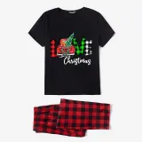 Christmas Matching Family Pajamas Love Christmas Trucks Black Pajamas Set