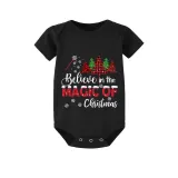 Christmas Matching Family Pajamas Believe Christmas Tree Black Pajamas Set