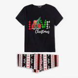 Christmas Matching Family Pajamas Love Christmas Trucks Black Reindeer Pants Pajamas Set