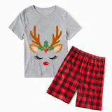 Christmas Couple Pajamas Matching Sets Deer Reindeer Adult Loungwear Short Pajamas Set