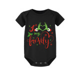 Christmas Matching Family Pajamas Snowflake Love My Family Black Pajamas Set