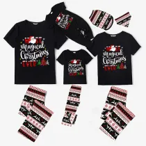 Christmas Matching Family Pajamas Magical Christmas Tree Black Reindeer Pants Pajamas Set