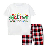 Christmas Matching Family Pajamas Believe String Light Short Pajamas Set